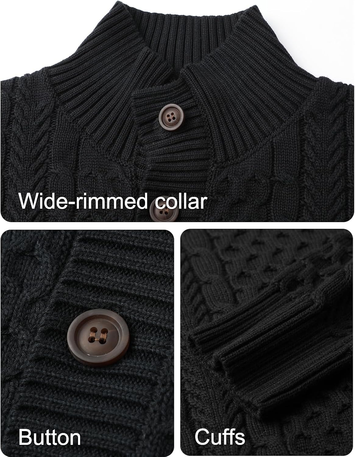 Mens Stand Collar Pullover Sweater Slim Fit Button Casual Knitted Sweaters Twisted Thermal Fashion Henley Sweater