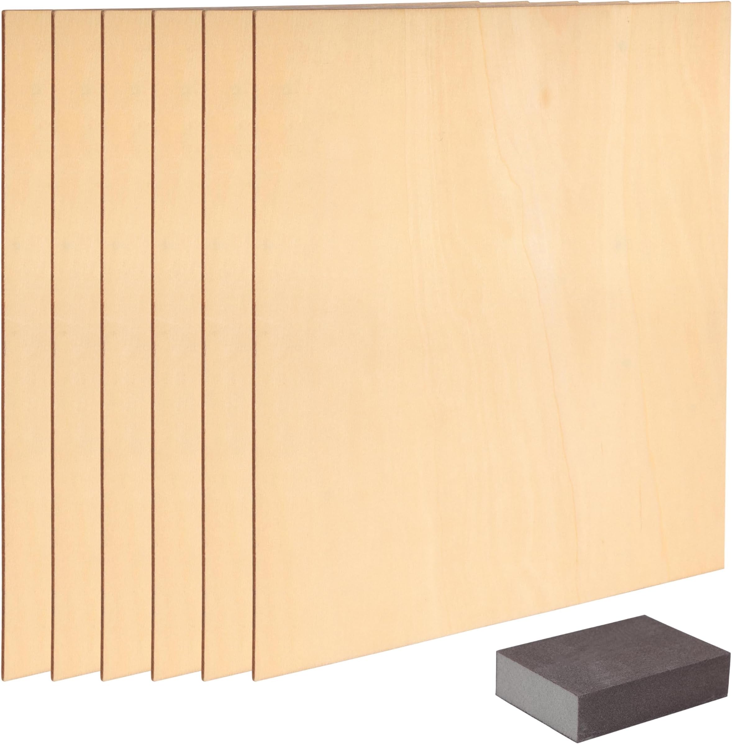 BELLE VOUS 2mm Plywood Sheets (6 Pack) - 30 x 30cm/12 x 12 Inches - Unfinished Wood DIY Craft Project Ply Board - Perfect for Laser Cutting, Painting, Modelling, Engraving, Fretwork & Pyrography