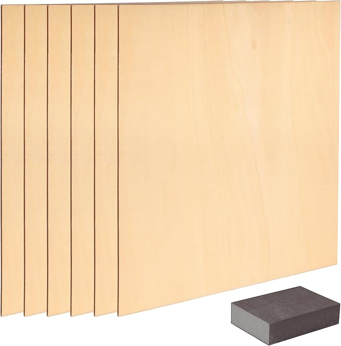 Pack de 6 Tableros de Madera Contrachapada 2 mm - 30x30 cm para Manualidades y Proyectos Creativos