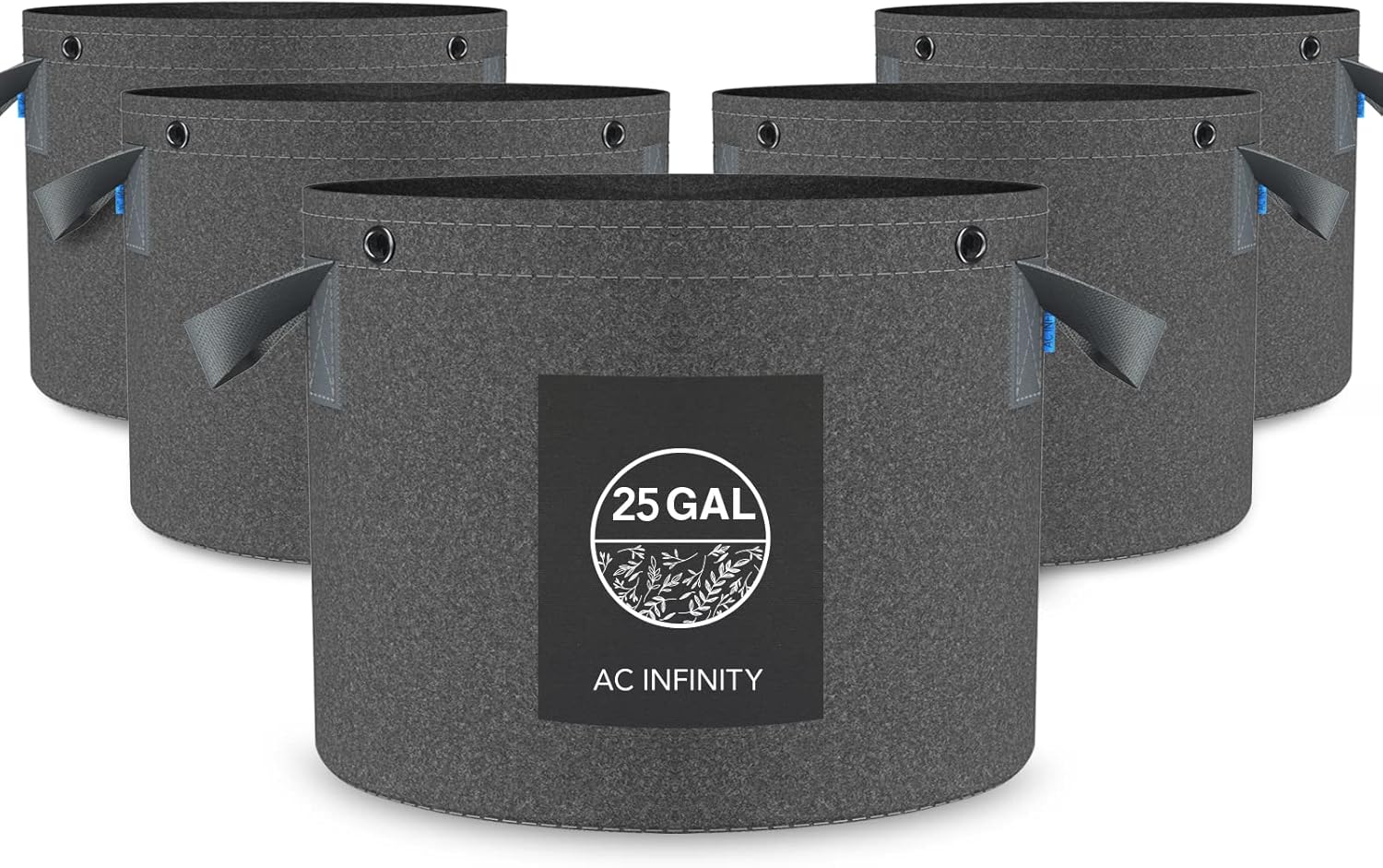 AC Infinity Heavy Duty Fabric Pots, 3 Gallon Aeration Grow Bags 5-Pack with 500G Thick Nonwoven Fabric and Multi-Purpose Rings, for Low Stress Plant Training Fruits, Vegetables, and Flowers : Patio, Lawn & Garden
