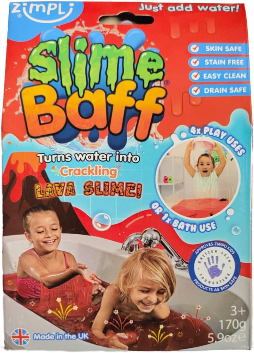 Simba Glibbi Volcano 105953381 Bath Toy, Water Turns Powder into Red Slime, Crinkle Powder, Slime, 1 x 150 g, from 3 Years
