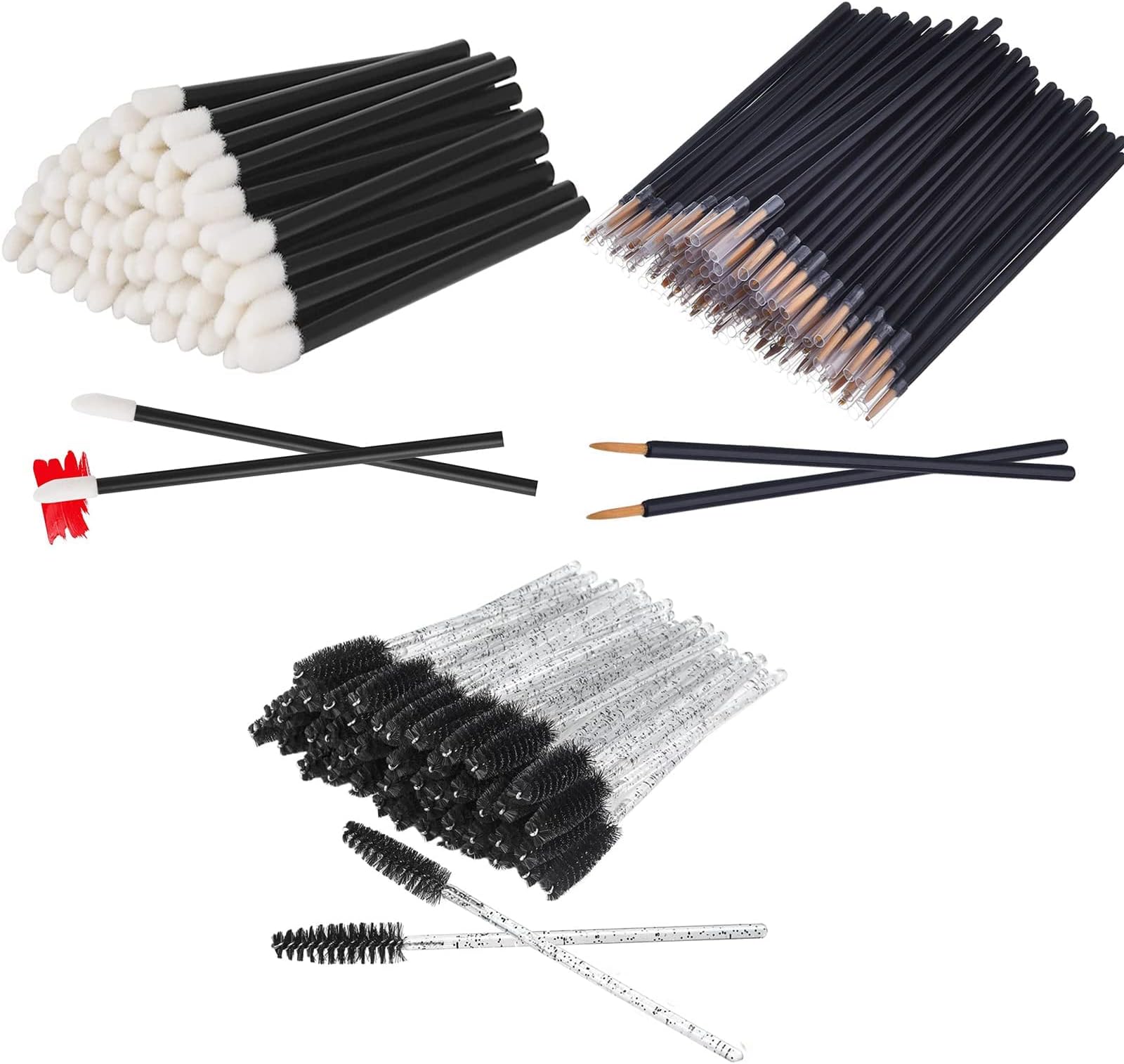 50pcs Applicator Wand Set Eyelash Mascara Brush Eyeliner Brush LipWand Brushes Makeup Beauty Tool Kit 20 Mascara Brush, 20 Lipstick Applicator Lip Wand,10 Eyeliner Brushes