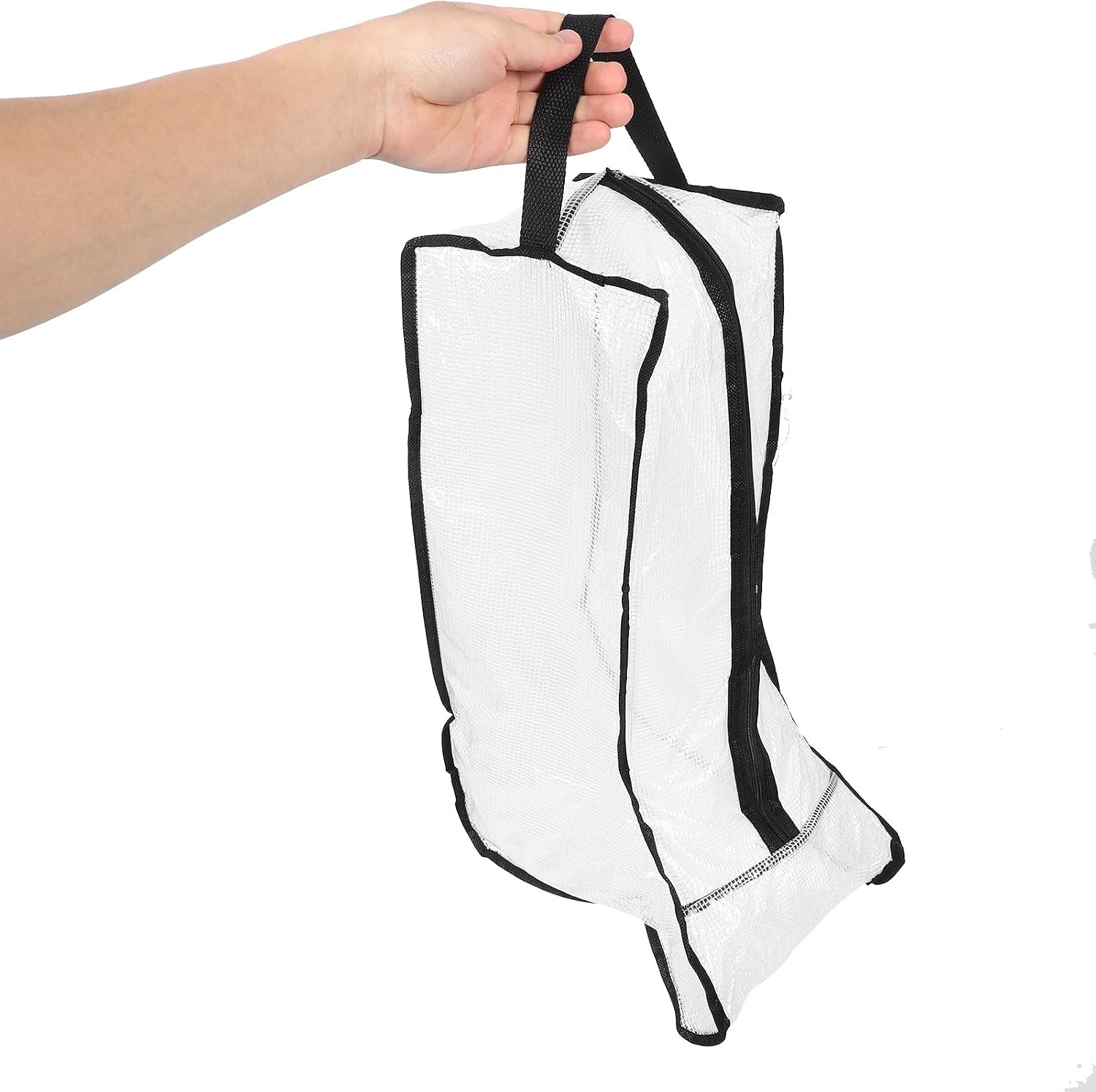 2 Pack Boot Storage Bags with Handles Zipper PVC Travel Shoe Holders image 4