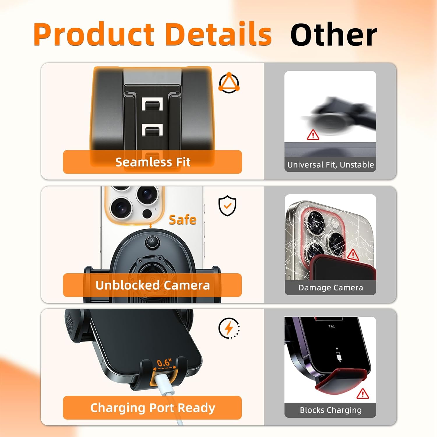 Phone Mount for Jeep Wrangler / Gladiator 2018-2023, Car Phone Holder for Dashboard - 360° Rotatable & Adjustable - Hands Free Cellphone Automobile Cradle, Car Interior Accessories for Jeep Wrangler