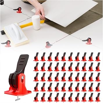 Tile Leveling System Pro Tools Kit - Red, 50PCS - Fits 8-12mm Tiles