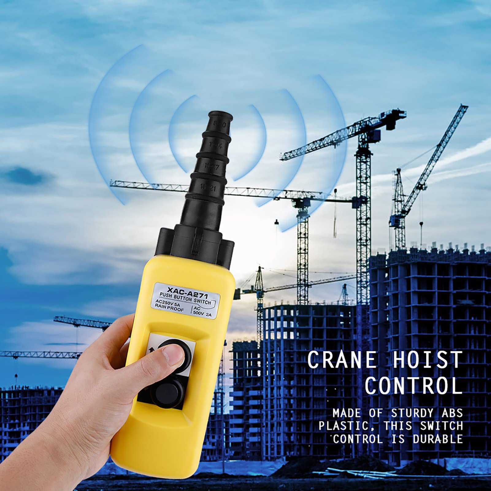 Respicefinem 2-Button Crane Pendant Controller ABS Plastic with IP54 Protection for Precision Lifting Applications 31x7.6cm