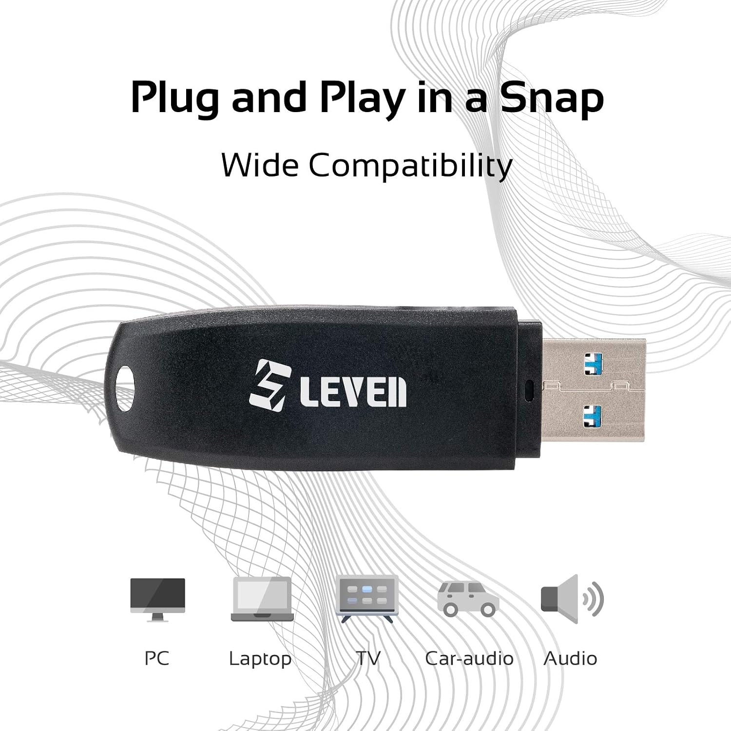 LEVEN 5X64GB USB 3.0/3.1 (Gen1) Flash Drive-Black, Colorful LINE (JUS301SL-64Mx2)