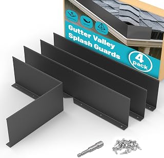 Chiligent 4-Pack Aluminum Gutter Valley Splash Guards - Foldable Rain Diverters for Shingle Roofs, Corners & Valleys, Easy Install with Screws