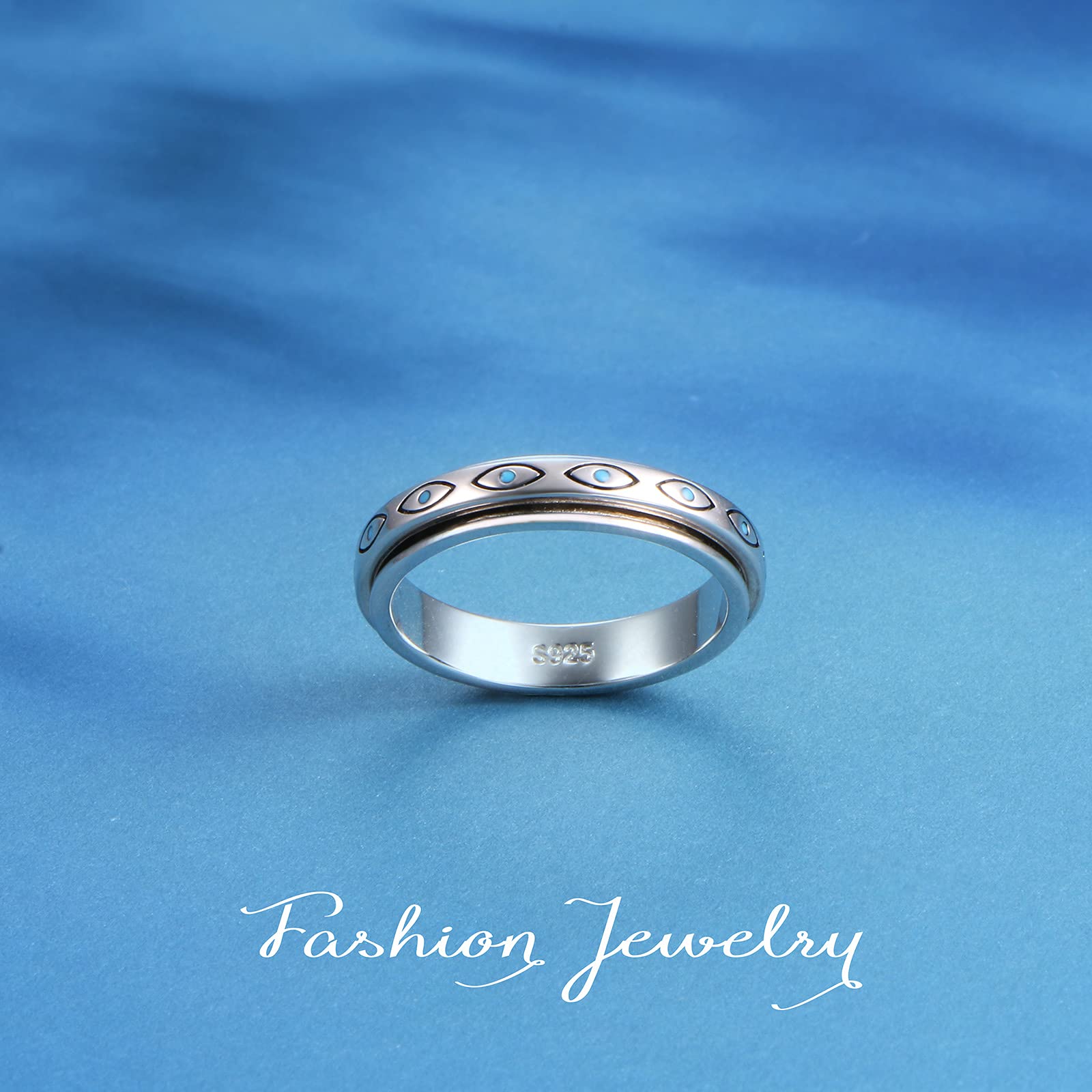 Anillo giratorio de plata de ley S925 para ansiedad, preocupación, alivio del aburrimiento, ADHD, autismo, Metal, Zirconia cúbica
