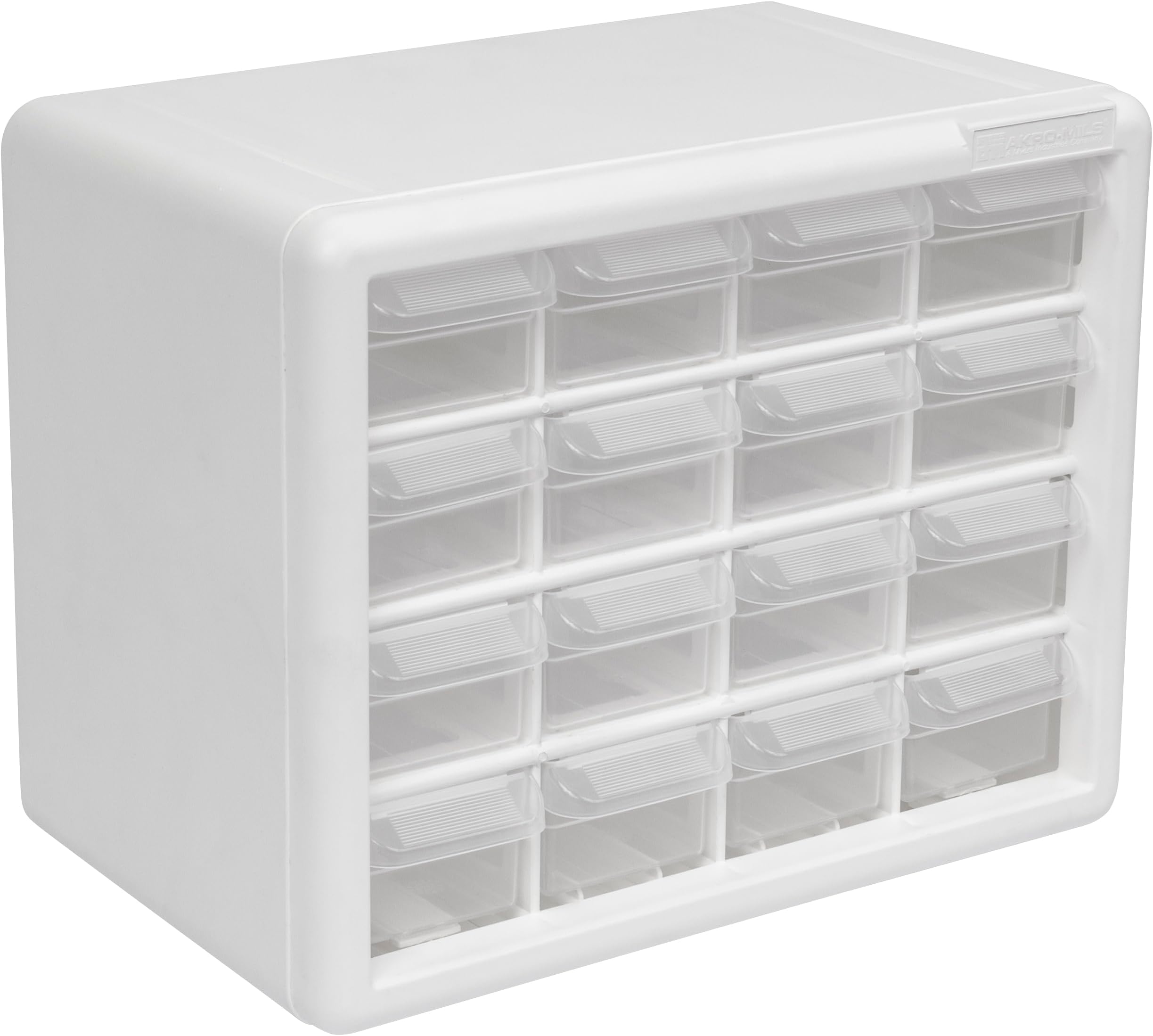 Akro-Mils 10116 16 Drawer Plastic Parts Storage, Hardware and Craft Cabinet, Nail and Screw Organizer, 10-1/2-Inch W x 6-1/2-Inch D x 8-1/2-Inch H, White