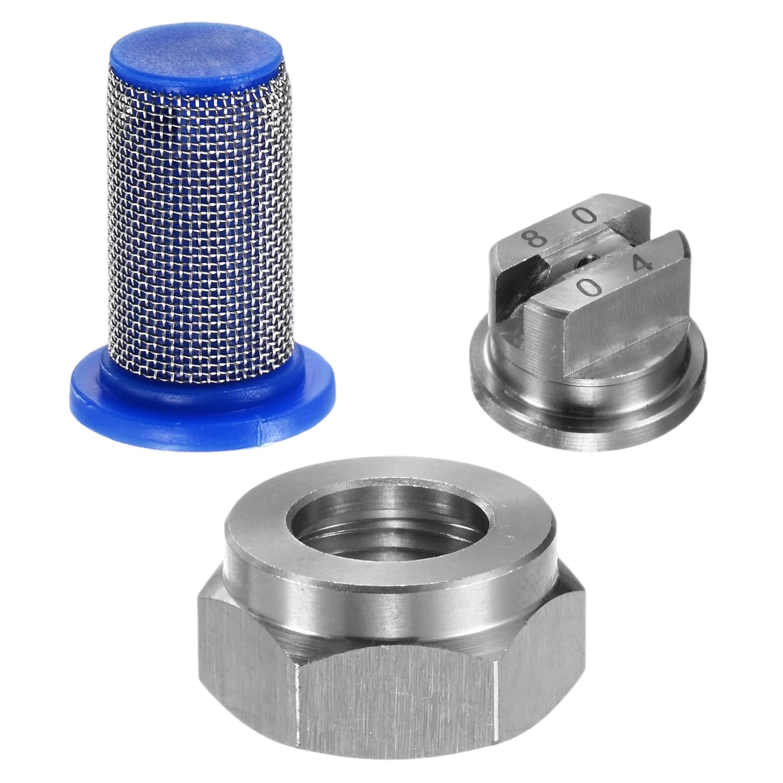 M METERXITY 1-Set Flat Fan Spray Tips, 1.3mm Orifice 80 Degree Stainless Steel Sprayer Nozzle Tips with NPT3/8 Nut and 50 Mesh Filter for Agricultural Drone Sprayer/Garden Irrigation