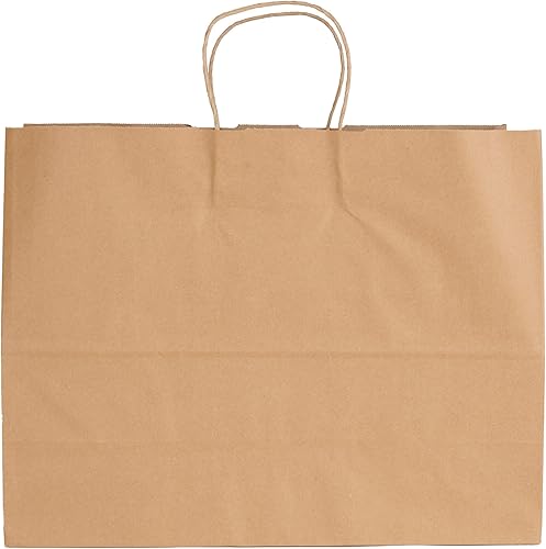 Miniatura 7 de SSWBasics Bolsas de compras grandes de papel kraft natural con asas, 16 pulgadas de ancho x 6 pulgadas de profundidad x 12 pulgadas de alto, bolsas