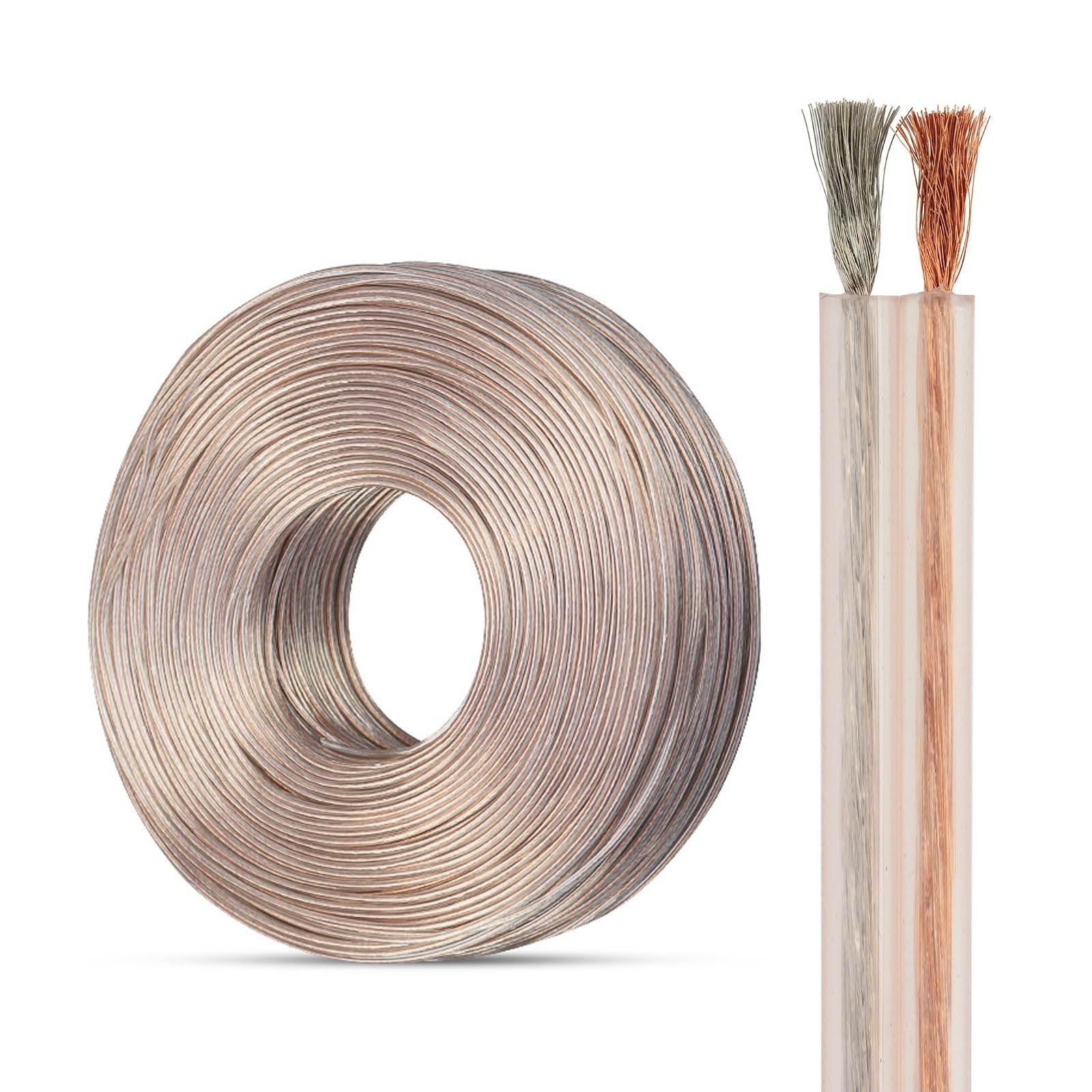 16~24 Gauge Wire Tinned Copper Copper Conductor Electrical Wire 16~24 AWG Applicable to Smart Home Wire 30 Ft Whole Volume PVC Transparent Cable for Electronic Devices Etc(30ft 24AWG-2P)