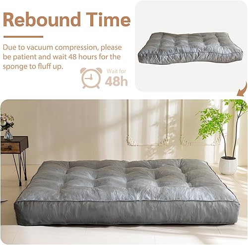 Miniatura 11 de YOSHOOT Colchón de futón de 8 pulgadas, tamaño matrimonial, sofá cama de futón grueso, colchón de suelo para adultos, relleno de espuma triturada,