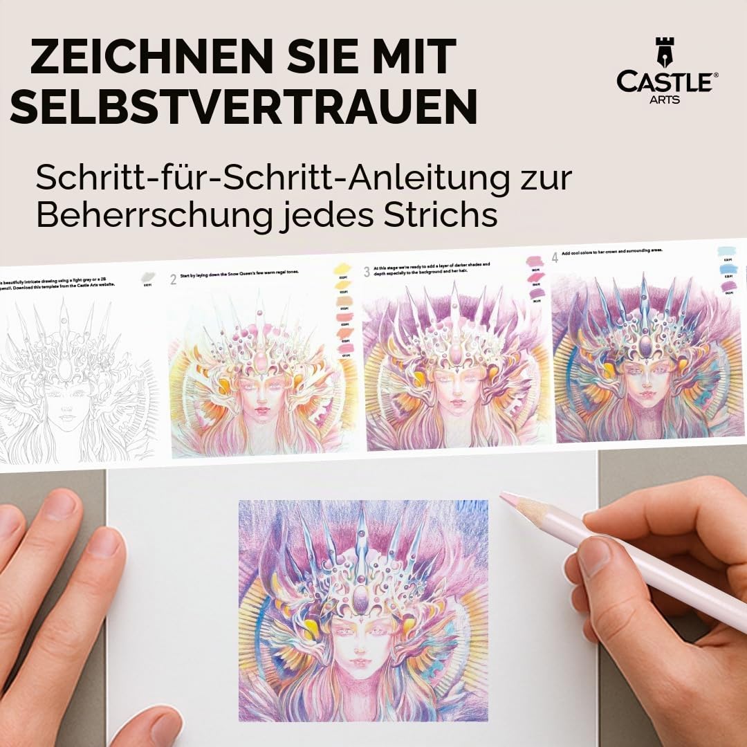 Castle Art Supplies 168-teiliges Buntstift-Set | Hochwertige weiche Minen für Künstler und Koloristen | Enthält 120 Buntstifte und 48 Pastellstifte | Komplett mit Reißverschlusstaschen