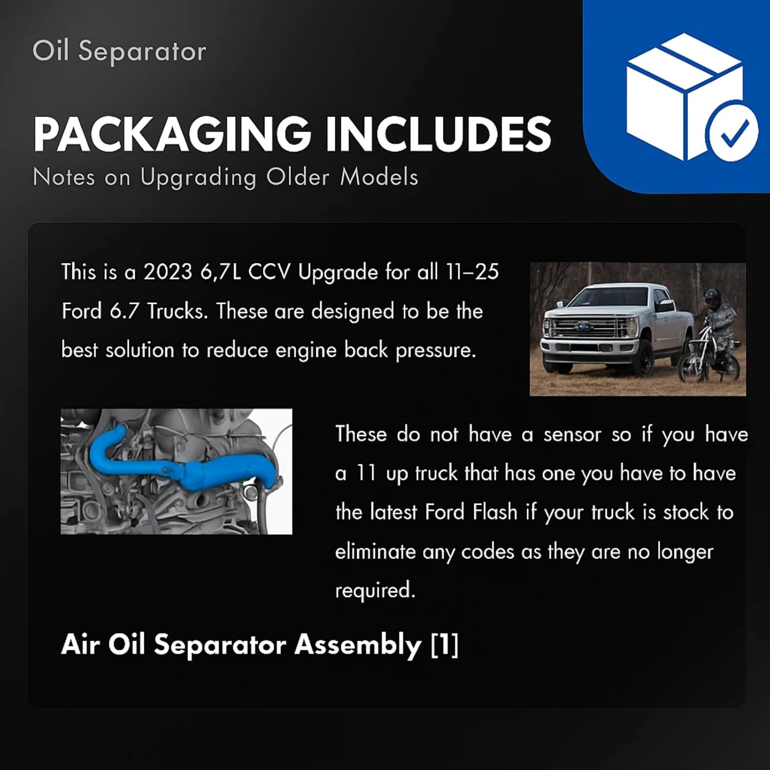 PC3Z-6A785-A Air Oil Separator Assembly Compatible with Ford F250 F350 Super Duty 2023-2024 OR 2011+ 6.7L Powerstroke Diesel - PCV CCV Vent Valve Engine Crankcase