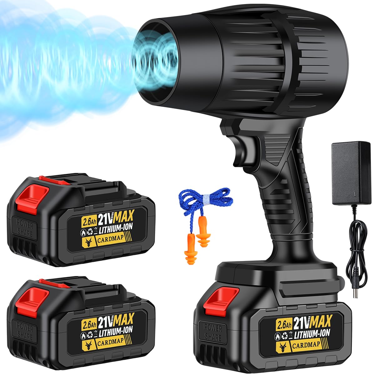 electric cordless leaf blower - 300000rpm handheld leaf blower - 2 x 26ah batteries and charger included mini jet dry fan violent leafs blower for lawn care garage patio car