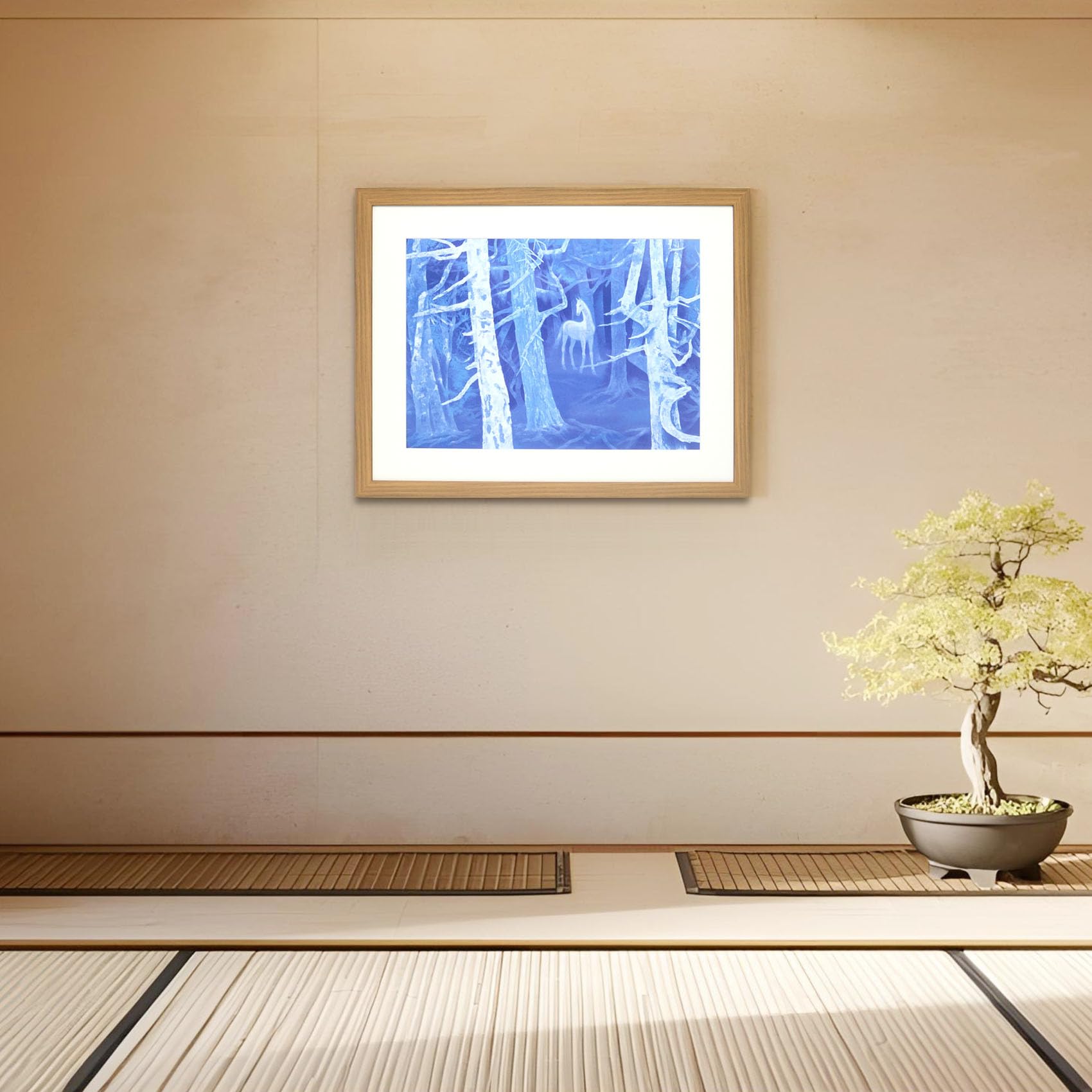 Amazon.co.jp: アートショップ フォームス 東山魁夷「白馬の森」日本画