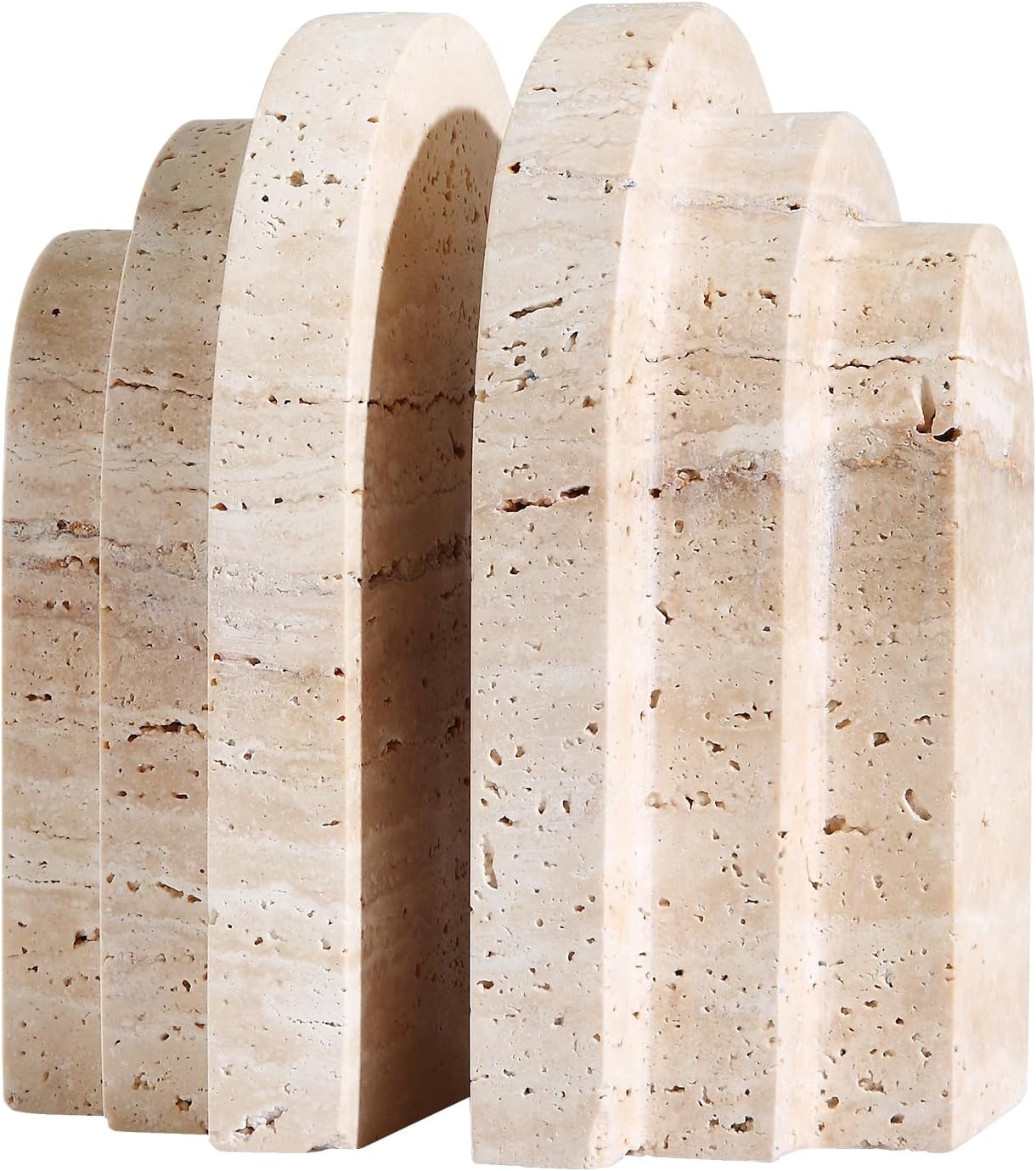 BUICCE Modern Book Ends for Shelves Nature Marble Decorative Bookends Heavy Duty Bookshelf Holder for Office Desk Decoration (Beige)