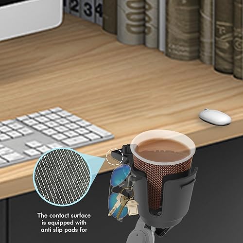 Miniatura 6 de Portavasos de escritorio mejorado 2 en 1, antiderrames para botellas de agua, sillas de ruedas, estaciones de trabajo, accesorios de escritorio para