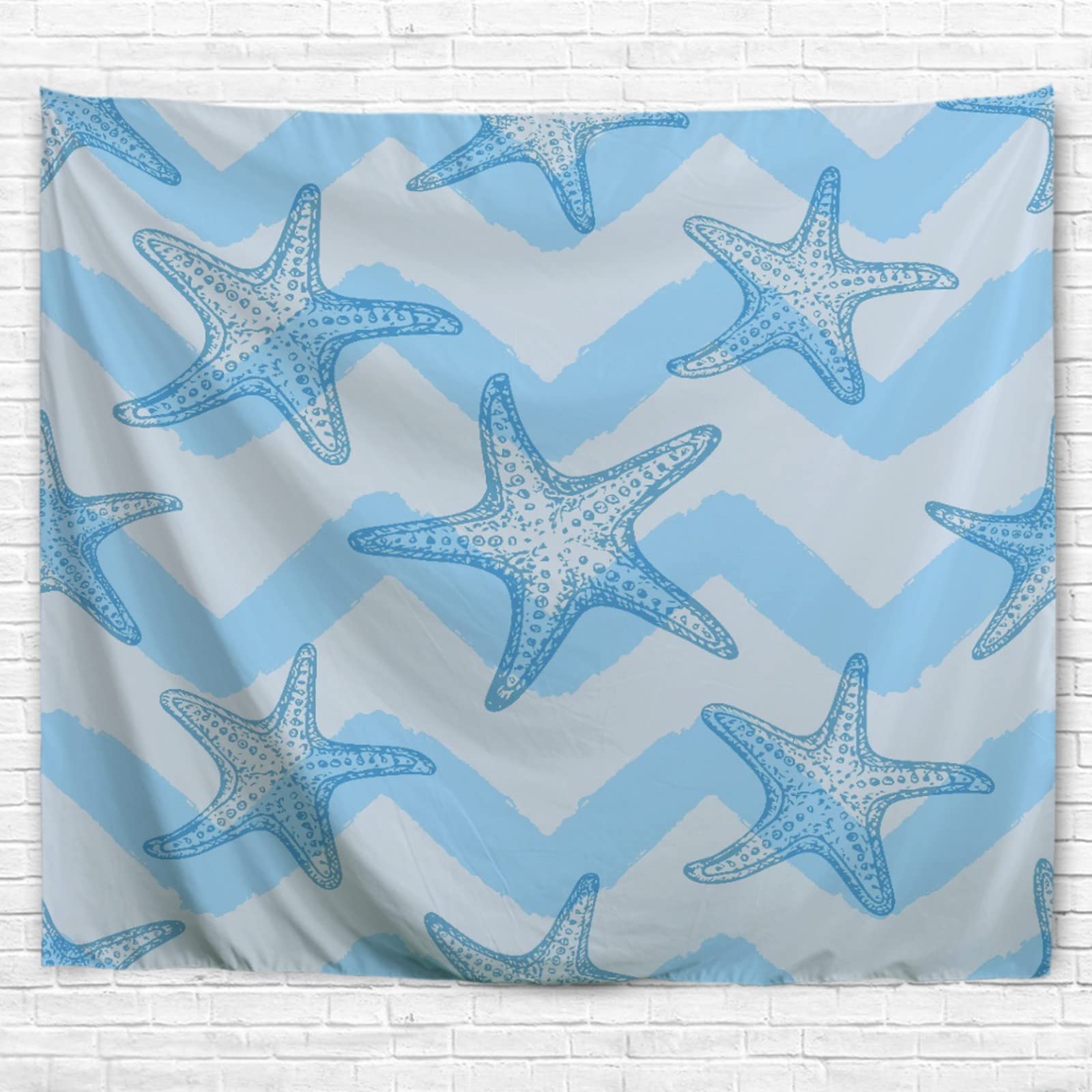 A.Monamour Arazzo da Parete Grande Mandala Modello Marino Astratto Delle Stelle Marine Telo Tessuto Tenda Tovaglia Copriletto Copridivano Arazzi Murale Decorazione 153x203cm