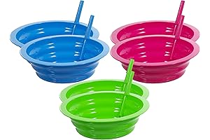 Reusable Cereal Bowls with Built-In Straws