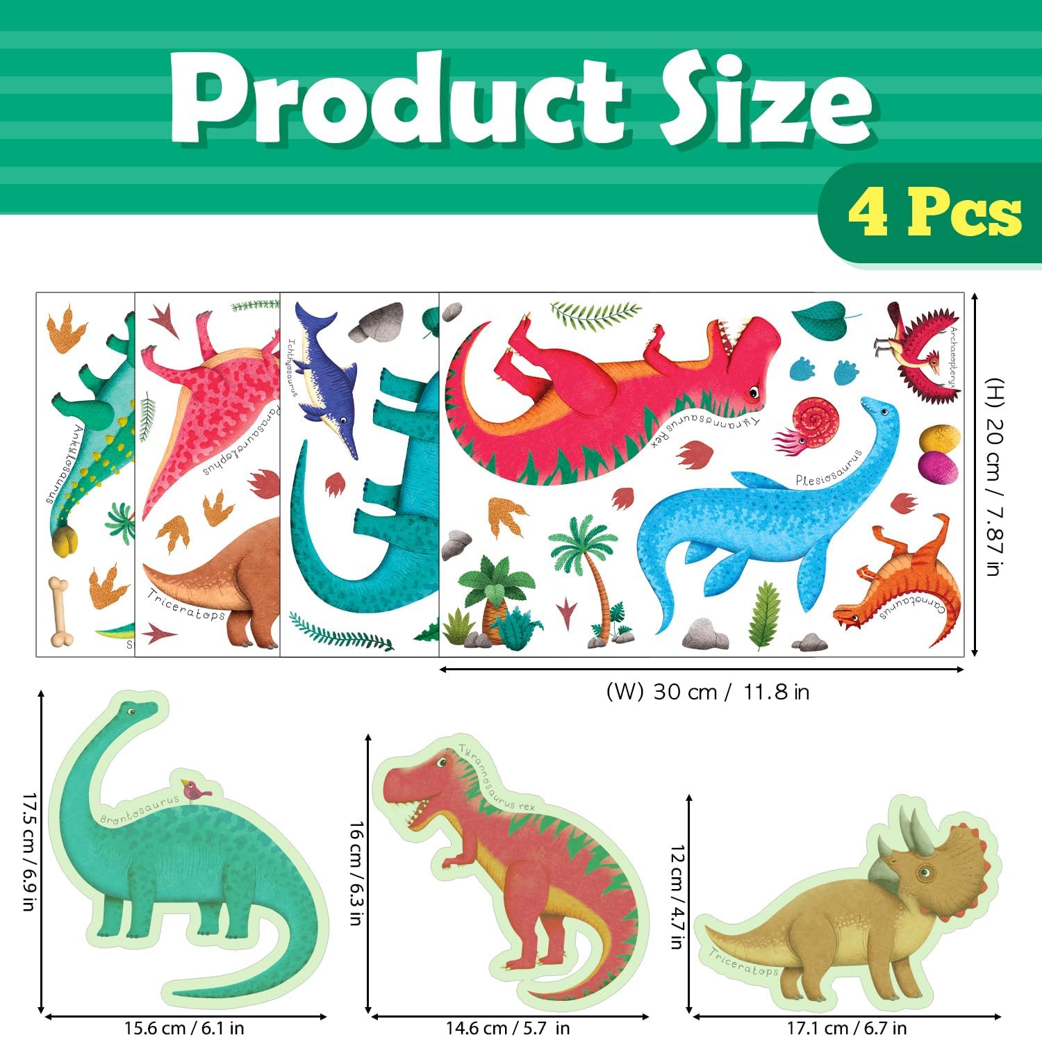 DECOWALL Glow in the Dark Dinosaur Wall Stickers for Kids – Dino Glow Wall Decals with Dinosaurs and Stars for Boys Bedroom Nursery Decor (GDS4-8087)