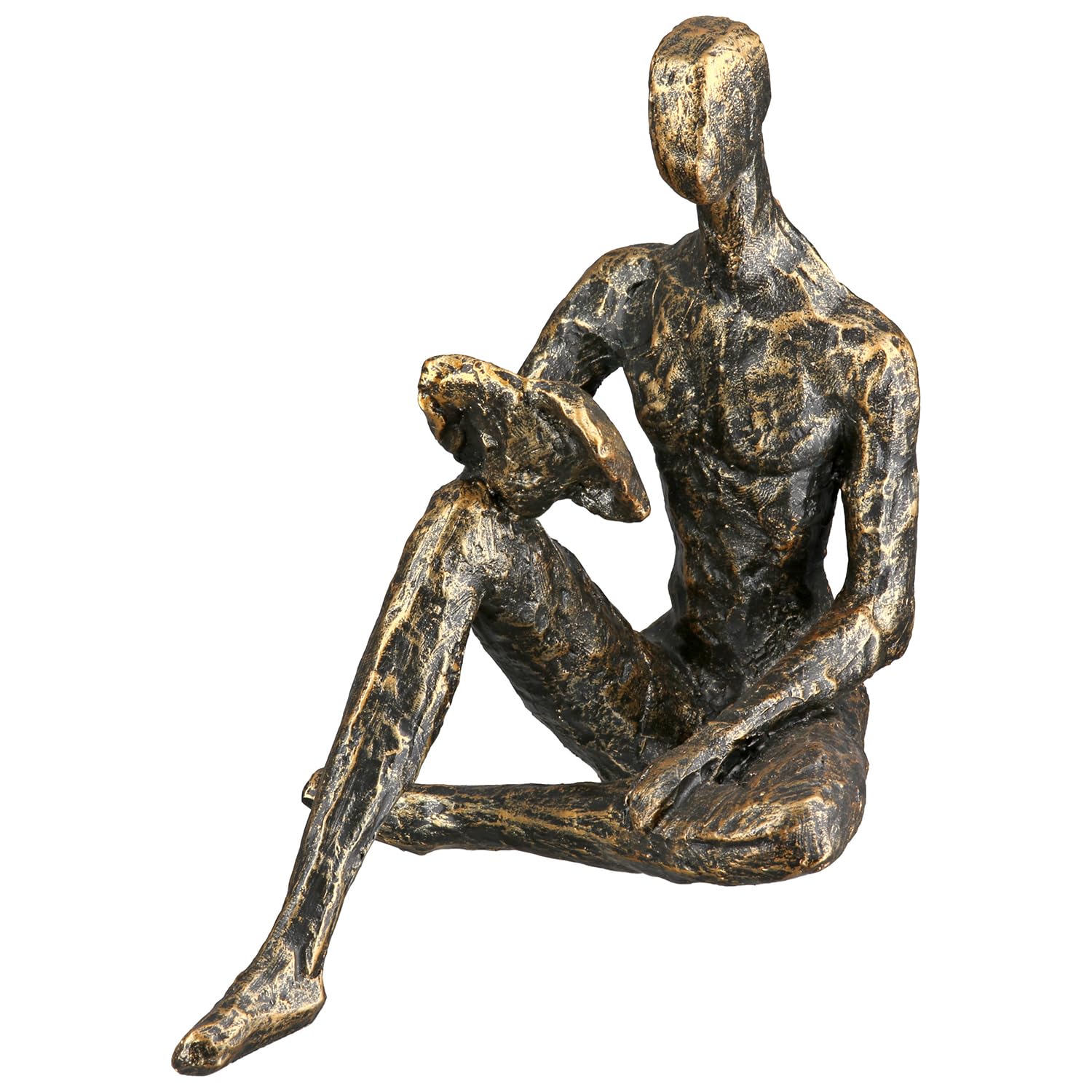 GILDE Reading Sculpture Resin Bronze Antique Finish Book Motif Height 14 cm x Width 10 cm Decoration