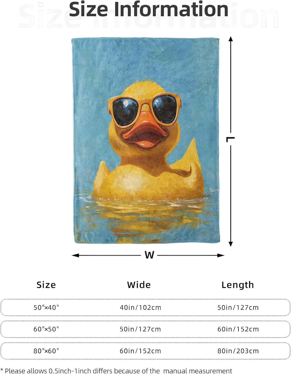 Rubber Duck Blanket 50X60 in, Flannel Throw Blankets for Travel Camping Sofa Living Room Decor, Lightweight Cozy Soft Fuzzy Gifts for Women Adults Kids - Image 3