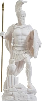 BEAUTIFUL GREEK STATUES Ares Mars God of War Zeus Son Roman Statue Alabaster 9.84"