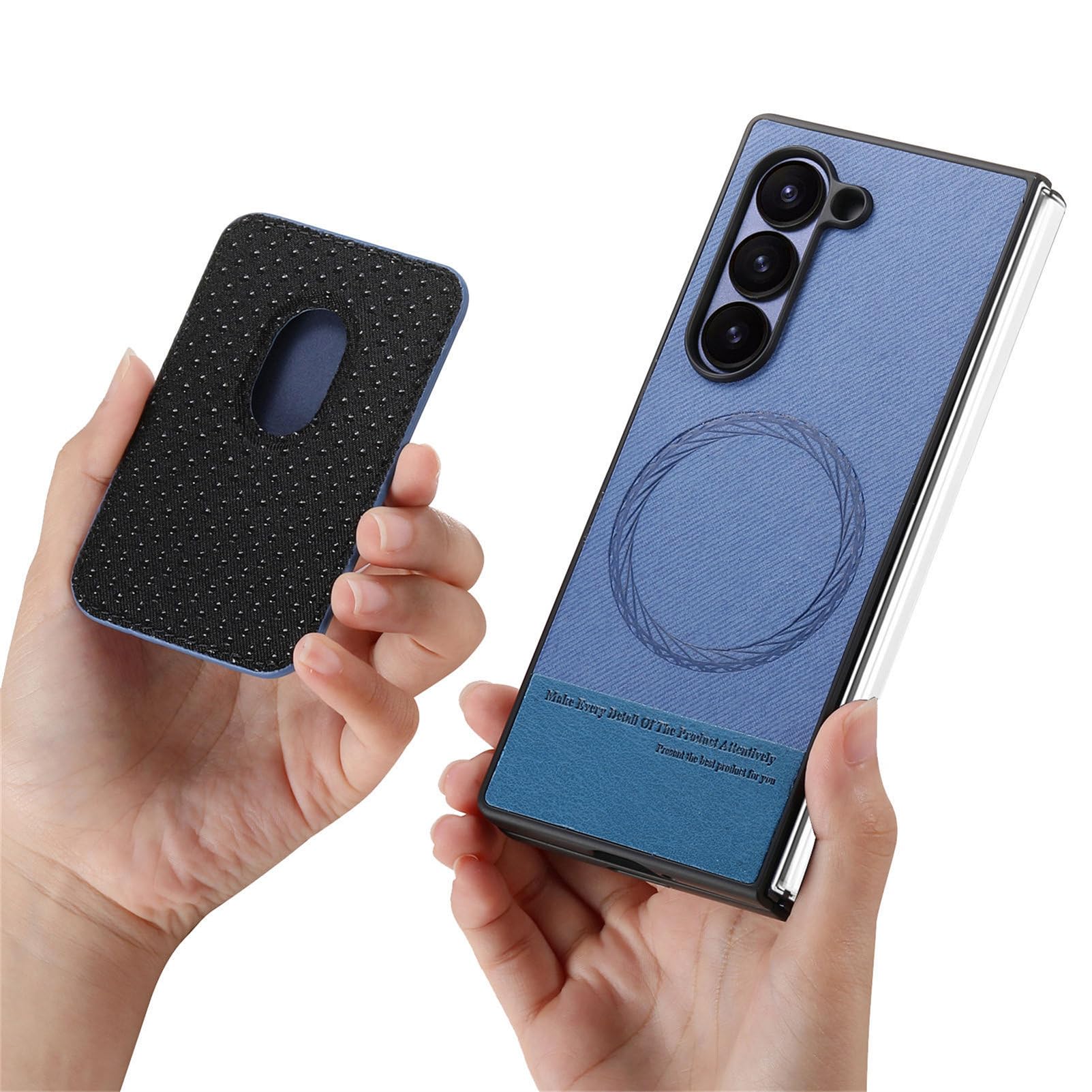 Etui magnetyczne do Samsung Galaxy Z Fold 6, zdejmowane etui portfelowe antypoślizgowe skórzane etui biznesowe z obrotową metalową podstawką, zielone, Z Fold 6
