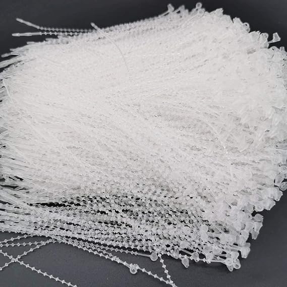 Pack of 1000pcs Snap Lock 5 Pin Adjustable Security Beaded Loop Tie Plastic Paper Prices Tag Fasteners - White