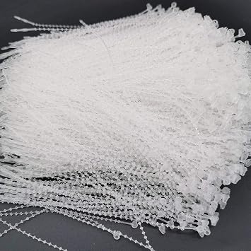 Pack of 1000pcs Snap Lock 5 Pin Adjustable Security Beaded Loop Tie Plastic Paper Prices Tag Fasteners - White