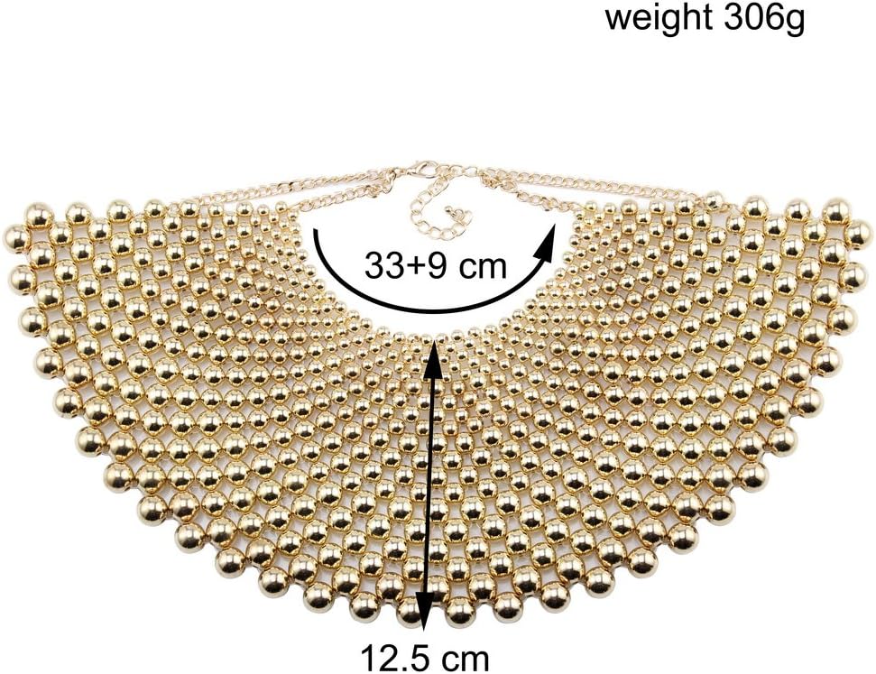 Big Chunky Ball Beaded Choker Collar Pendant Necklace for Women Handmade Chain Metal Statement Jewelry - Image 5