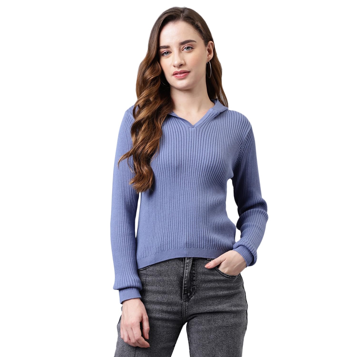 latin quarters Women's Blue Full Sleeve Pullover Sweater Top-picture-44