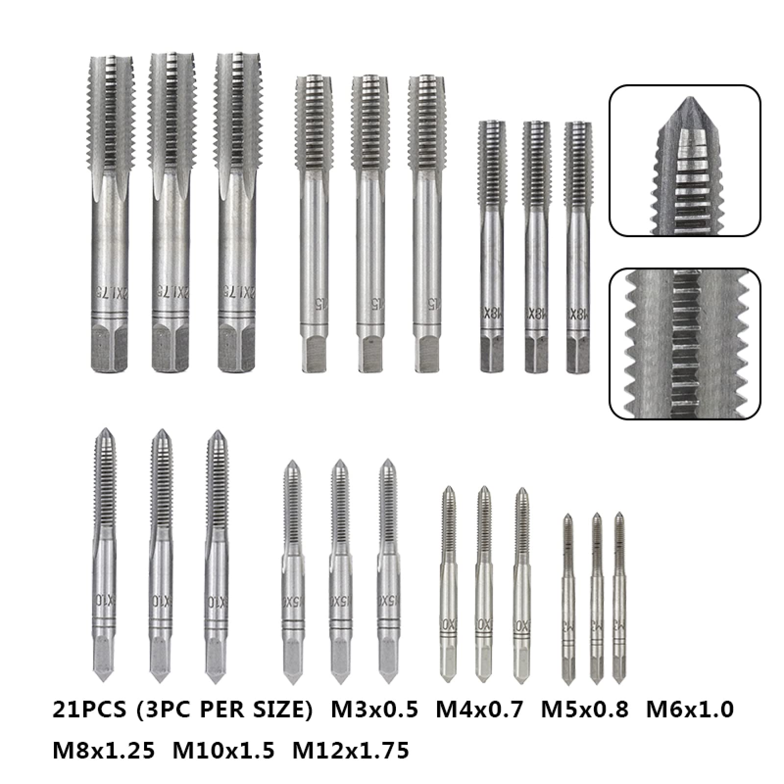 Juego de 32 machos y terrajas M3-M12, Juego de Llaves de machos y terrajas de roscar, Herramientas manuales de roscado