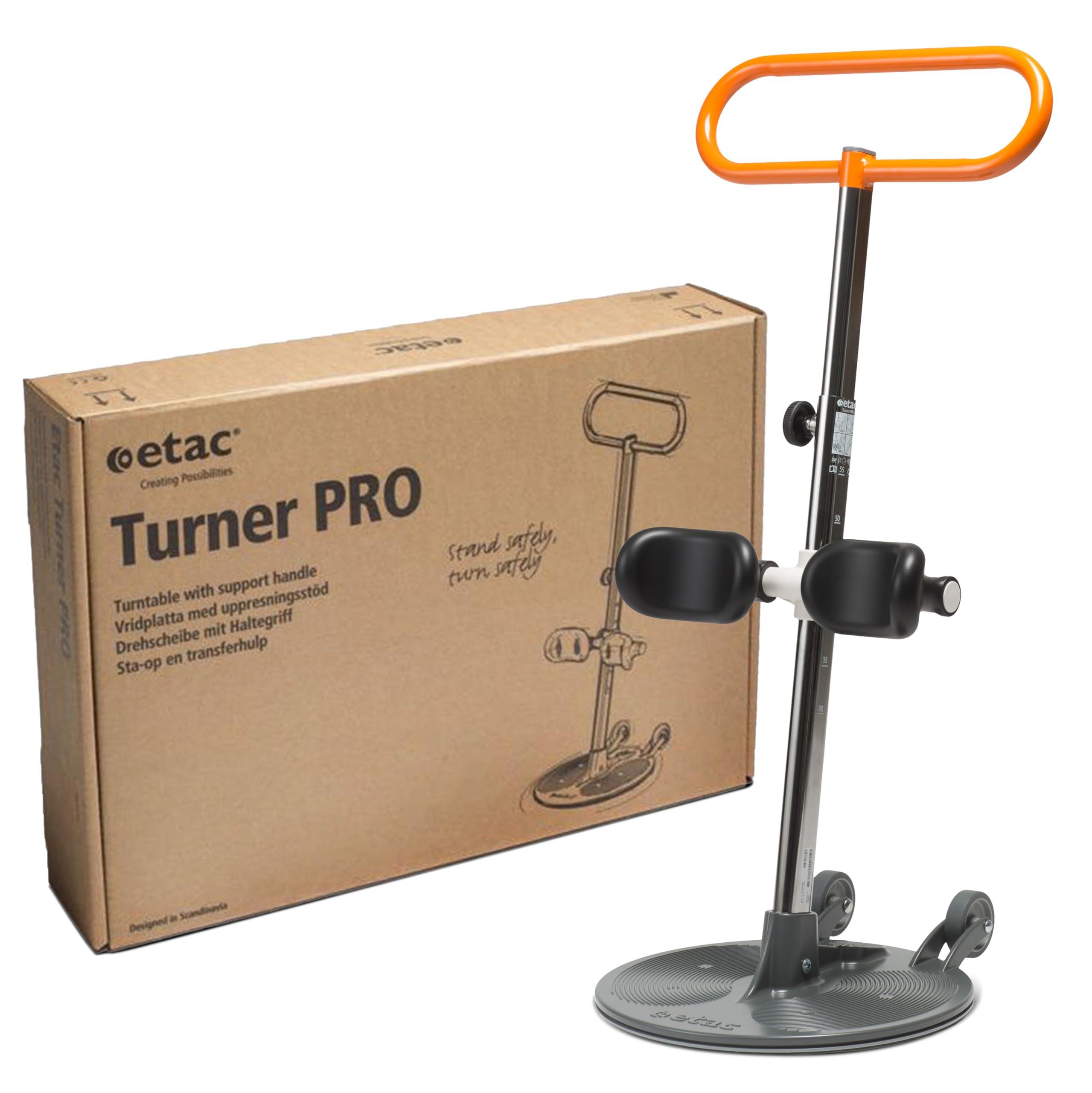 Etac Turner PRO Patient Transfer Aid - Sit to Stand Lift for Elderly with High Safe Working Load (440 lbs) - Patient Lift and Mobility Assist for Safer Transfers with Platform Disc & Anti-Slip Bottom