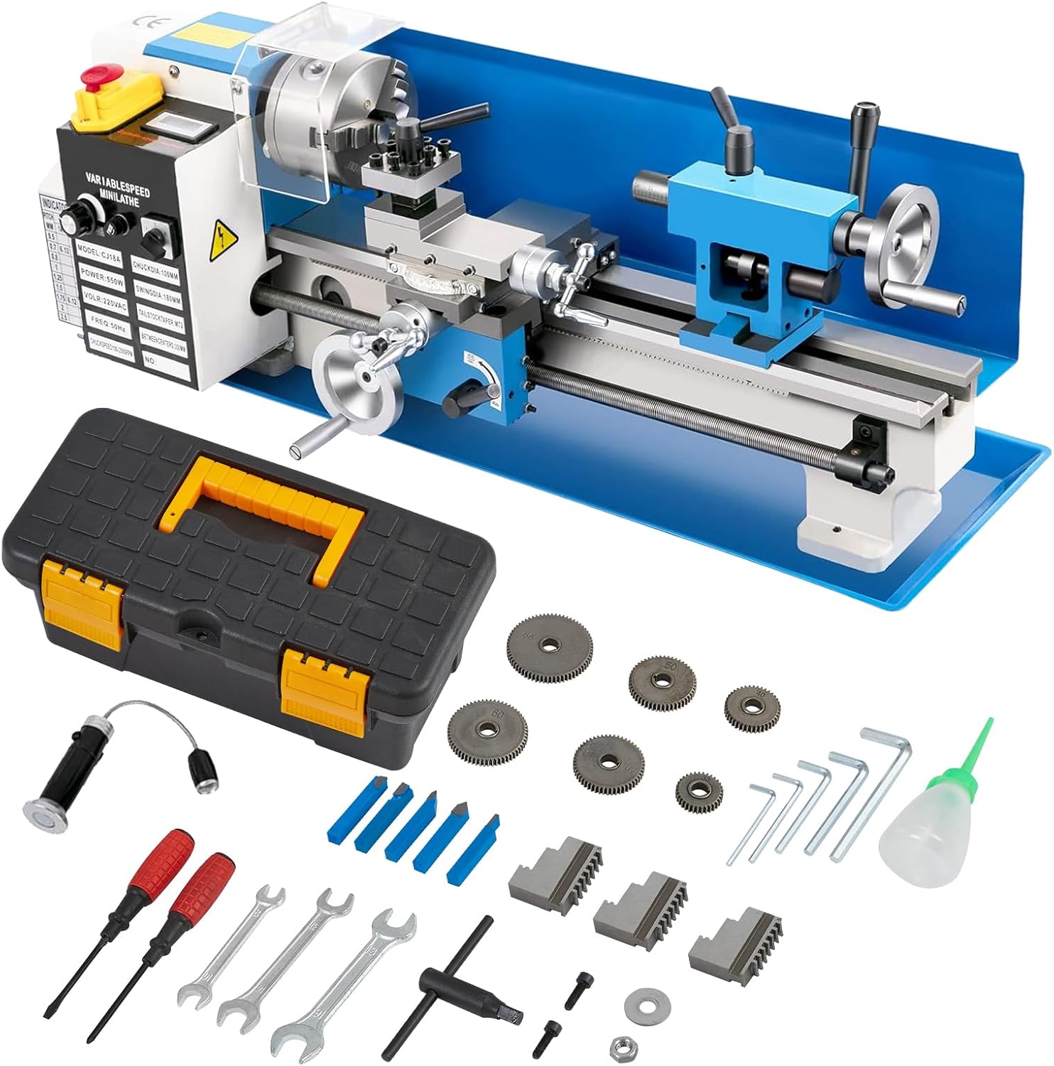 Mini Metal-Lathe Machine Benchtop 550W Variable Speed 2250RPM W/ 3-Jaw Chuck CNC - Picture 2 of 18