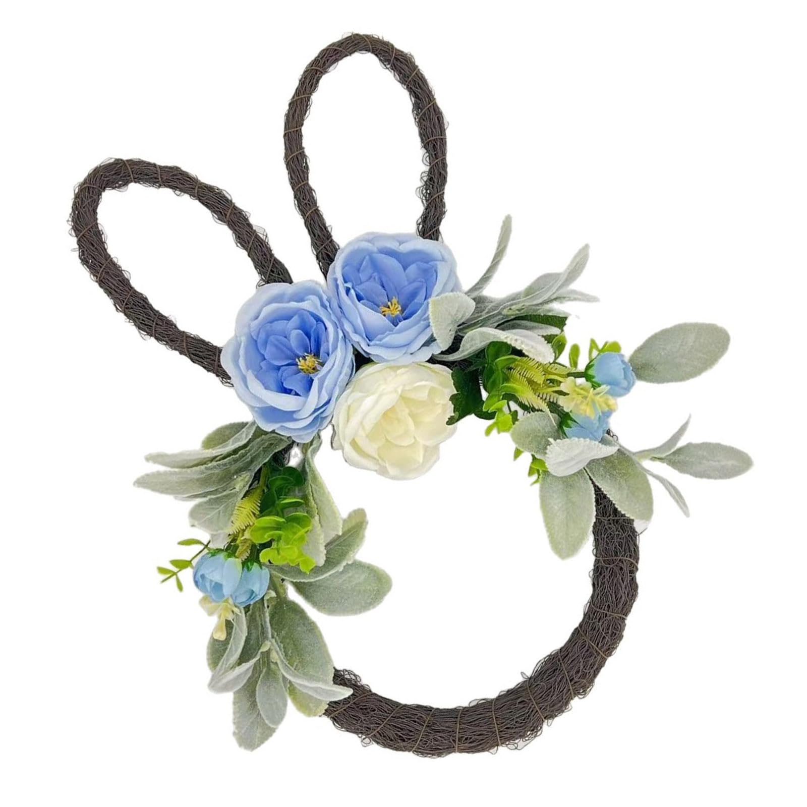 carotoe Easy Hanging Easter Woven Rabbits Eggs Garlands Without Tools Needed for Festival Home Decoration Bright Atmospheres Woven Wreath
