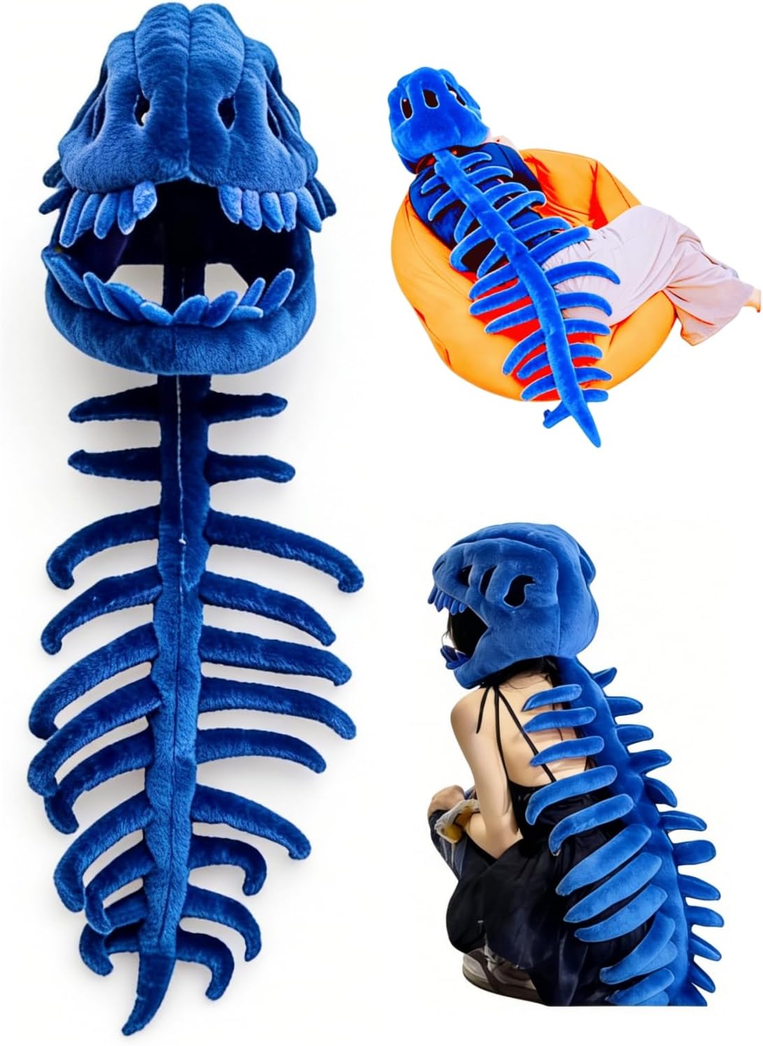Dinosaur Skeleton Costume SetSpinosaurus-Style Dino Outfit – 3D Skull Headpiece & Spine for Dress-Up, Parties & Photos