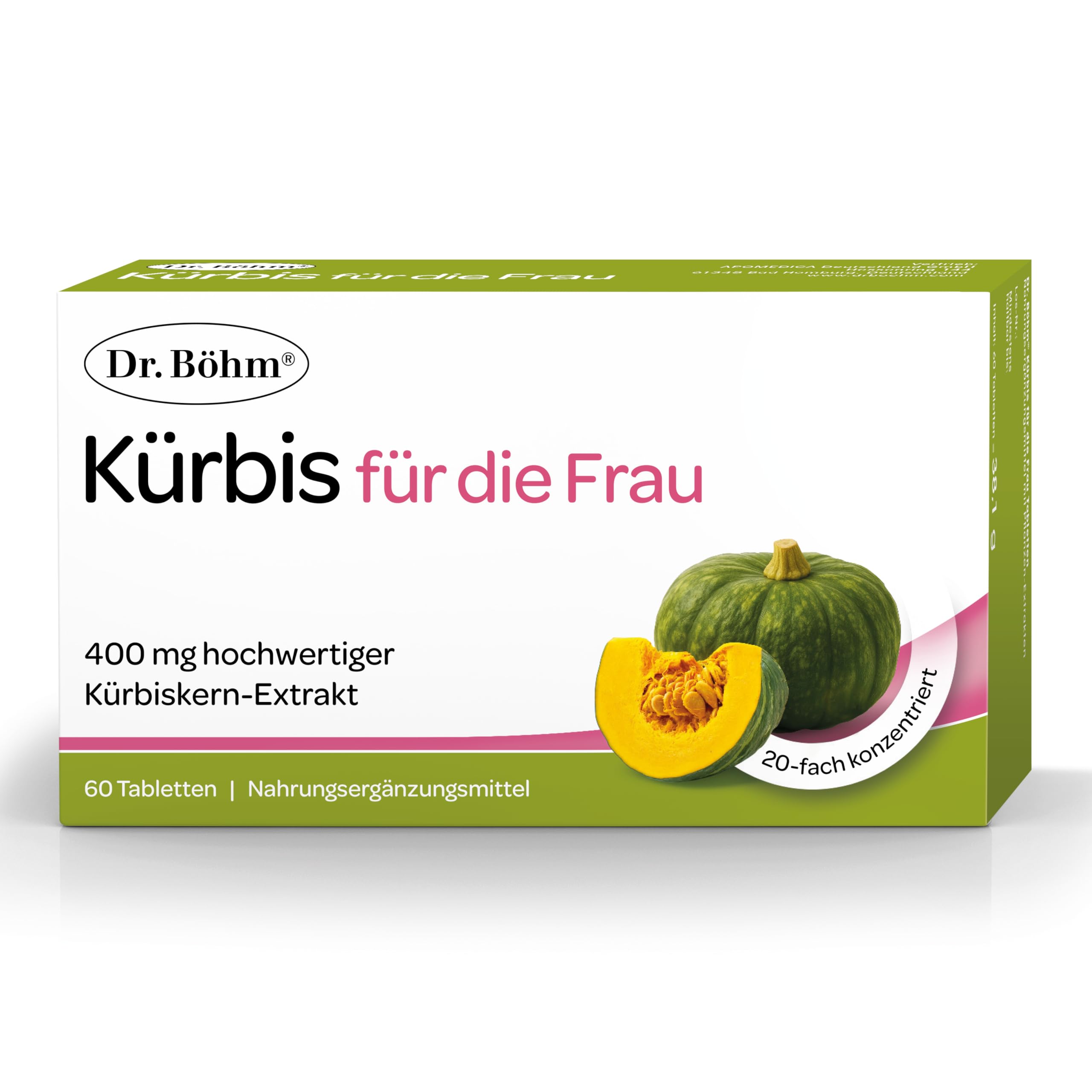 Dr. Böhm Kürbis für die Frau – hochkonzentrierter Kürbis‑Extrakt – pflanzliche Unterstützung für Frauen, gut verträglich – 60 Tabletten