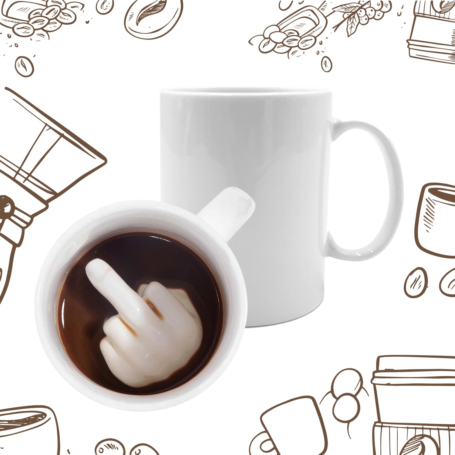 Mad Monkey Middle Finger Mug - Middle Finger Cup Base White
