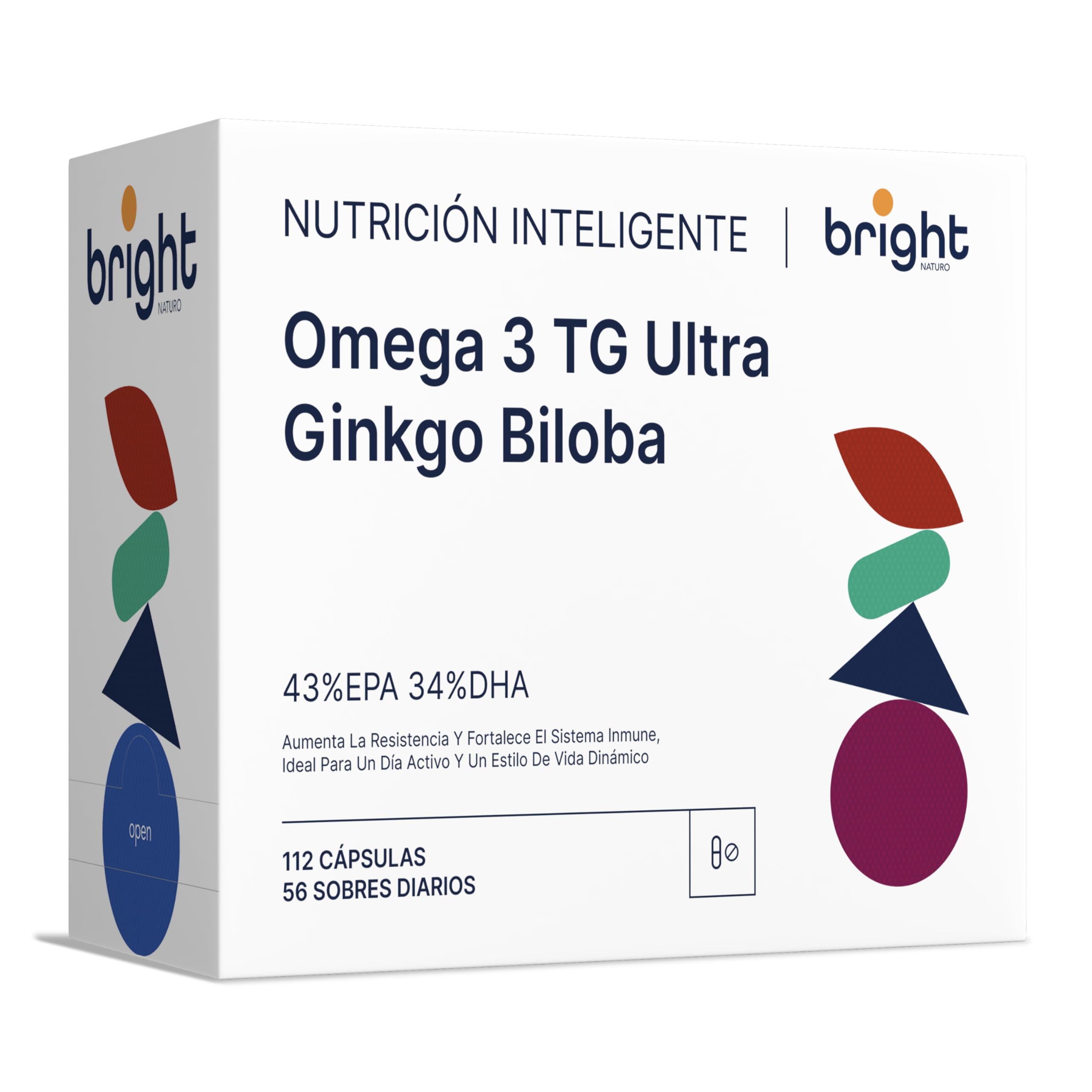 Omega 3 TG Ultra, Ginkgo Biloba - SmartAbsorb™ | para la función cerebral, la memoria y la circulación | 56 sobres diarios