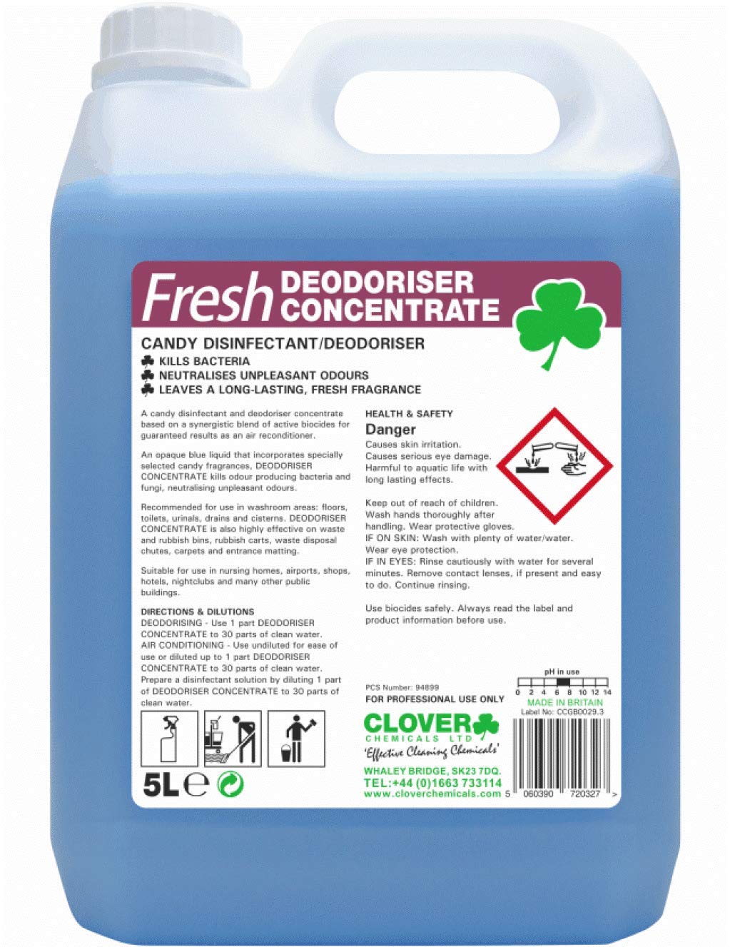 5L Professional Cattery Kennel Dog Cat Deodoriser Disinfectant Cleaner Animal Odour - Fresh Anti-Bacterial Liquid Solution for Pet Urine