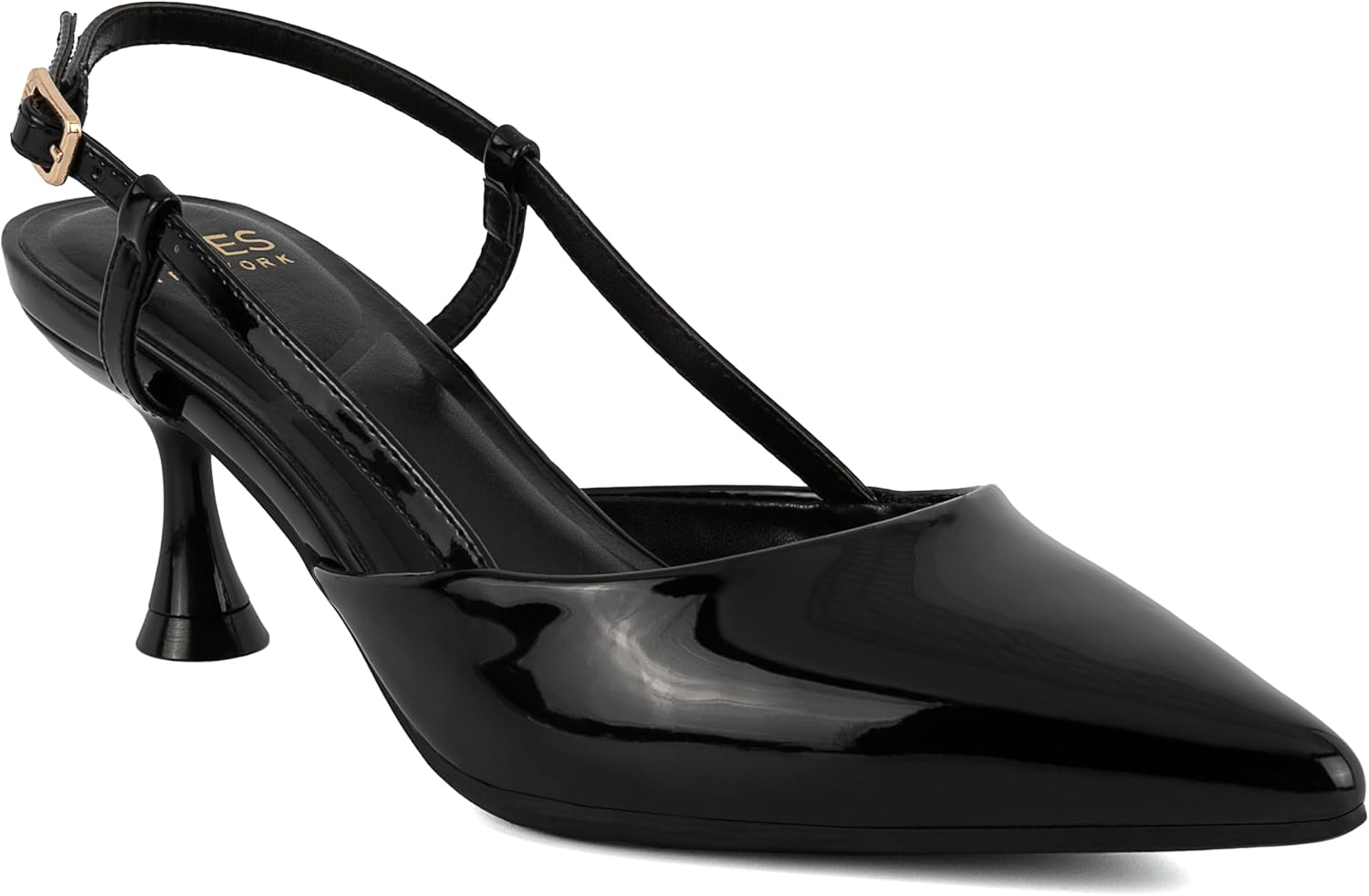 Jones New York Women's Pointed Toe Slingback Kitten Heels, Comfortable Dress Pumps with Adjustable Buckle, Elegant Low Heel Shoes for Wedding, Evening, or Office