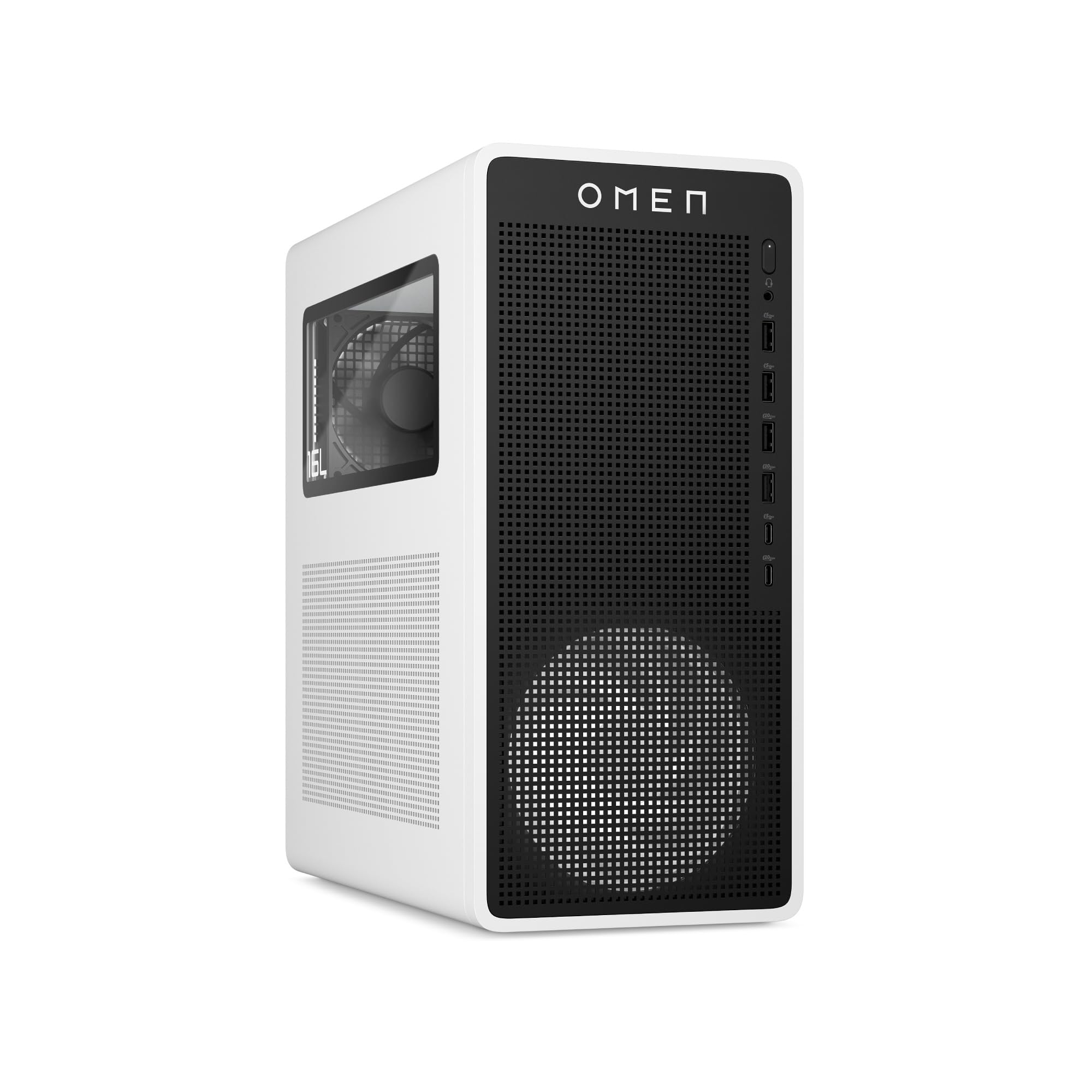 HP OMEN 16L Gaming Desktop Computer (Intel Core Ultra5 Processor 225F, 32GB RAM, 1TB SSD, Nvidia GeForce RTX 5060 8GB, Freedos) White