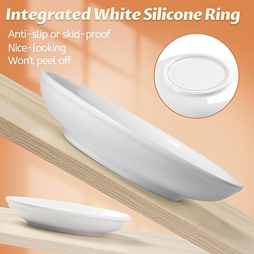 Miniatura 2 de Juego de cuencos de cerámica para gatos con anillo de silicona para gatos, platos y platos antideslizantes para alimentar gatos de interior,