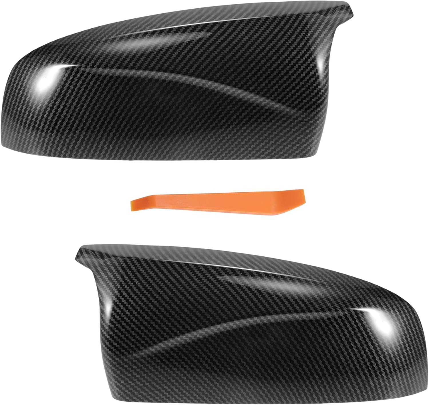 X AUTOHAUX Pair Car Rear View Driver Passenger Side Mirror Cover Cap Replacement Black Carbon Fiber Pattern for BMW X5 X6 E70 E71 2008-2013 Mirror Guard Covers Exterior Decoration Trim