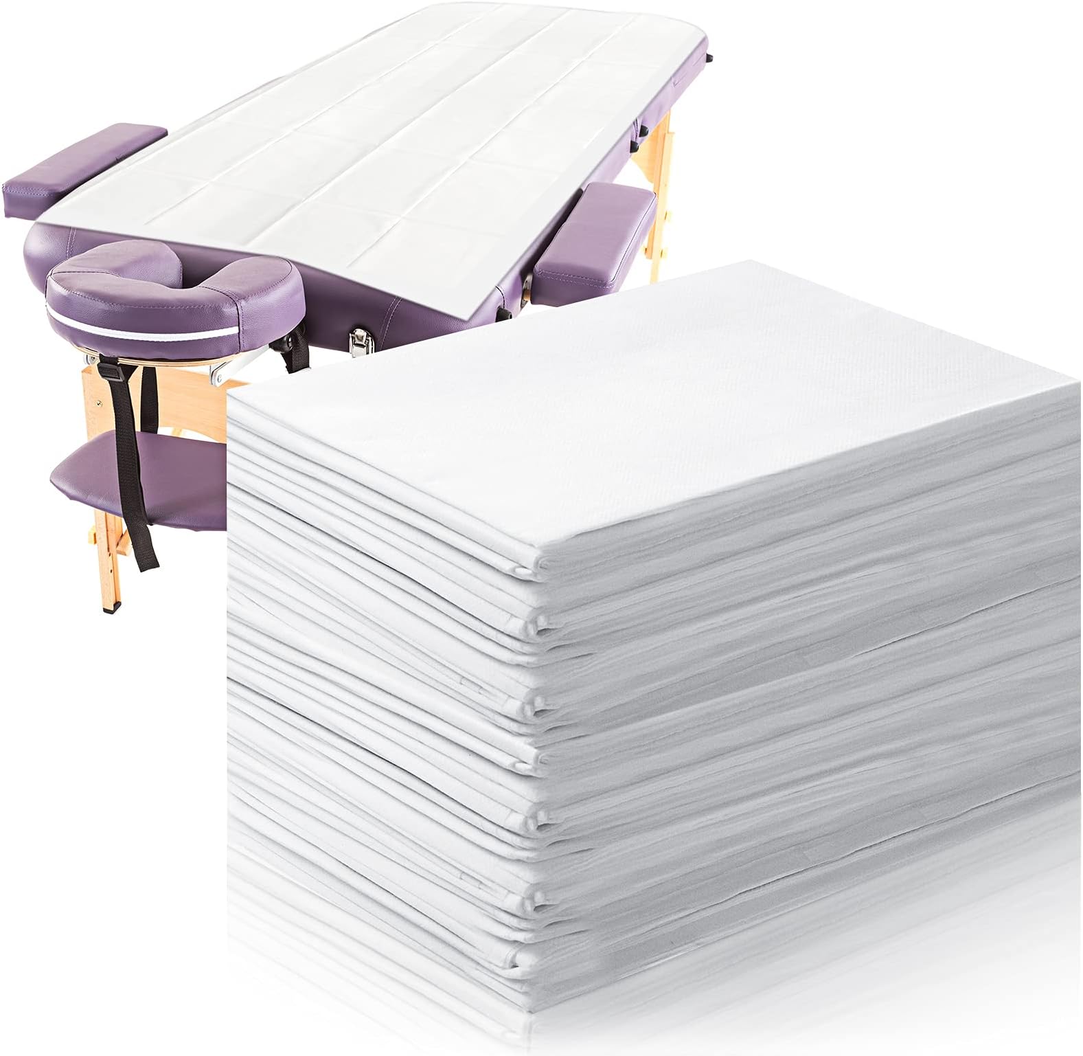 50 Pieces Disposable Bed Sheets Waterproof Bed Cover Massage Table Sheet Non-woven Fabric for Spa, Beauty Salon, Hotels (White)