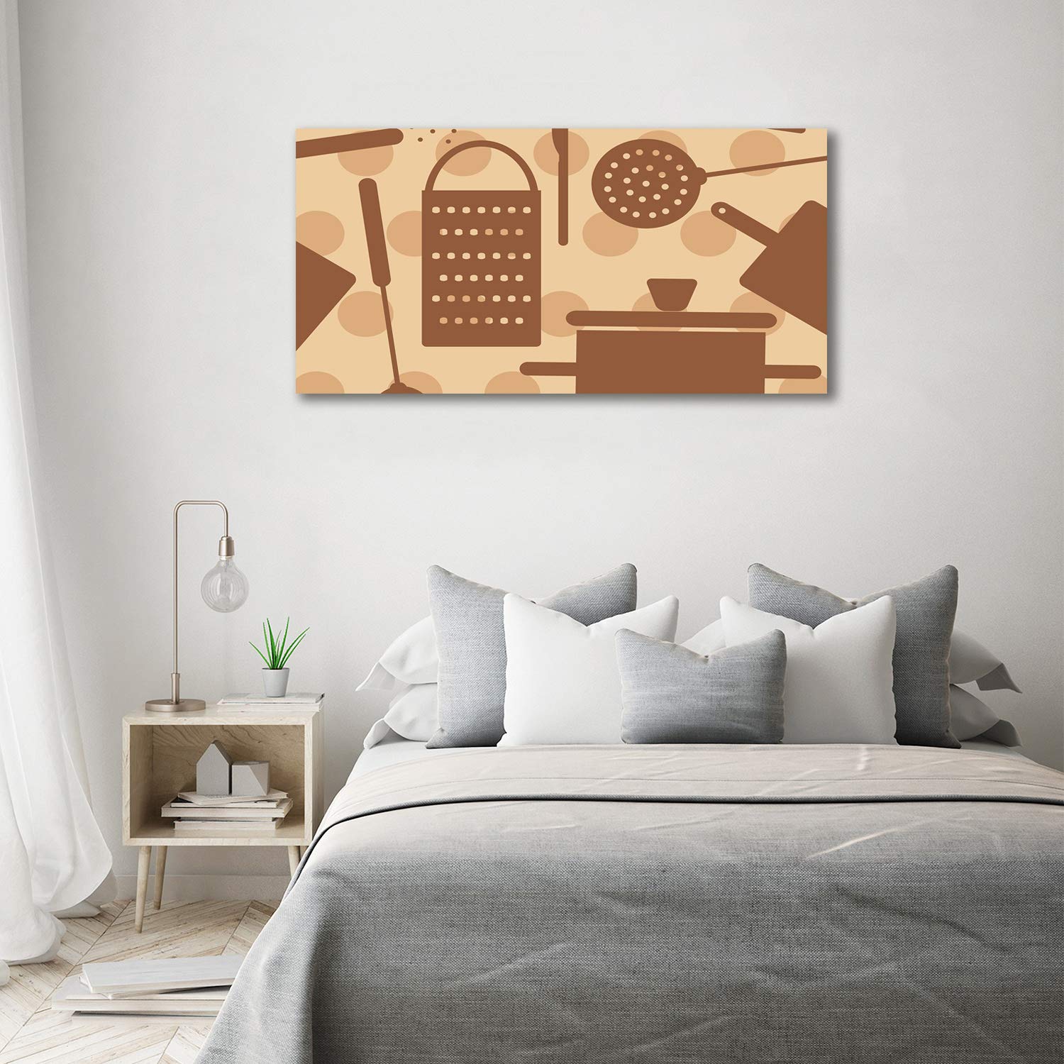 Tulup Tirages sur toile - art mural - tirages sur toile - thème d'image - 140x70 cm - Nourriture et boissons - Brun - Ustensiles De Cuisine